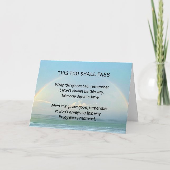 This Too Shall Pass Wooden Box Sign Thank You Card (Front)