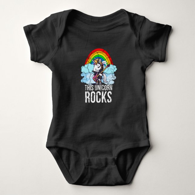 This Unicorn Rocks Guitar Baby Bodysuit (Front)