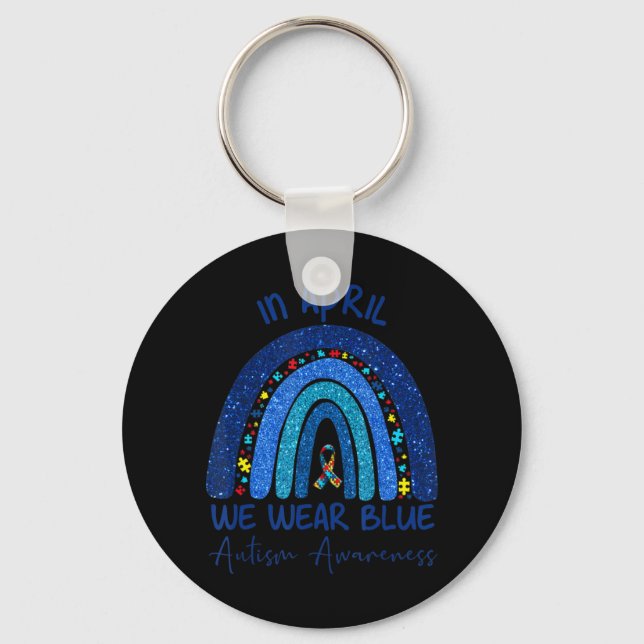 This very nice rainbow autism tee makes a perfect  key ring (Front)
