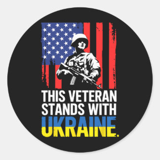 This Veteran Stands With Ukraine 13 Classic Round Sticker