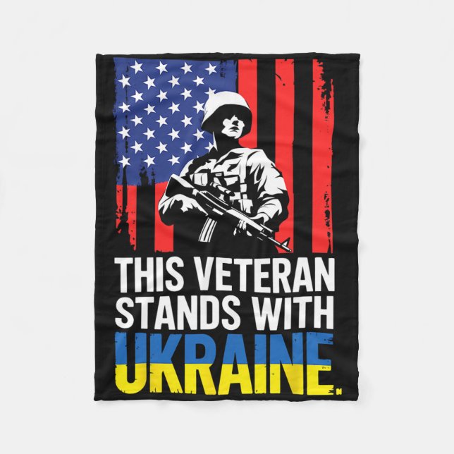 This Veteran Stands With Ukraine 13  Fleece Blanket (Front)
