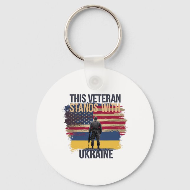 This Veteran Stands With Ukraine 14  Key Ring (Front)