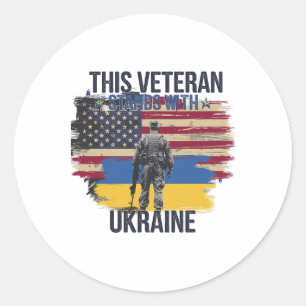 This Veteran Stands With Ukraine 15  Classic Round Sticker