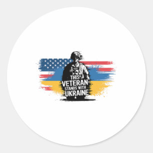 This Veteran Stands With Ukraine 16 Classic Round Sticker