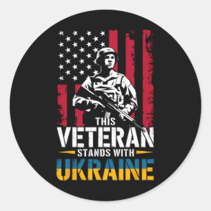 This Veteran Stands With Ukraine 6 Classic Round Sticker