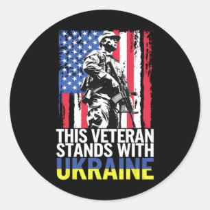 This Veteran Stands With Ukraine 8 Classic Round Sticker
