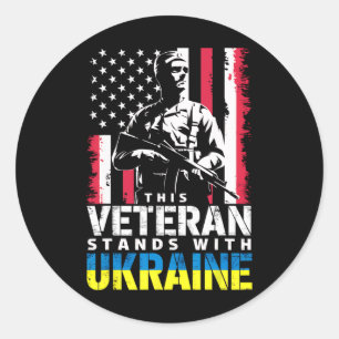 This Veteran Stands With Ukraine 9 Classic Round Sticker
