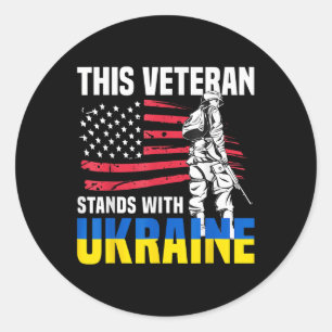 This Veteran Stands With Ukraine Classic Round Sticker
