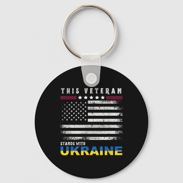 This Veteran Stands With Ukraine  Key Ring (Front)