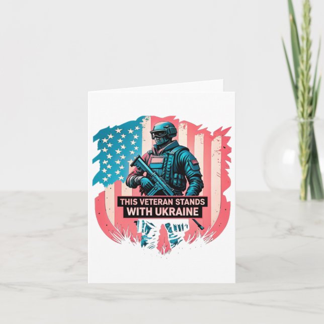 This Veteran Stands With Ukraine Support Ukraine V Card (Front)