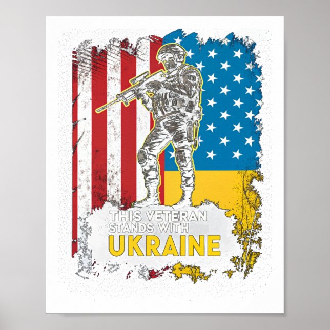 This Veteran Stands With Ukraine Support Ukraine V Poster (Front)