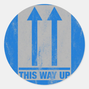 This way up sign classic round sticker