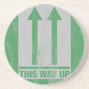 This way up sign coaster