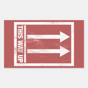 This way up sign rectangular sticker