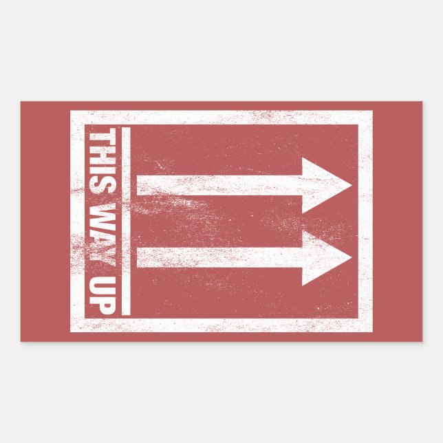 This way up sign rectangular sticker (Front)