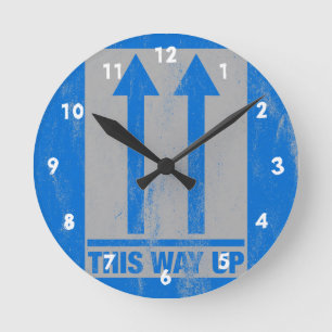 This way up sign round clock