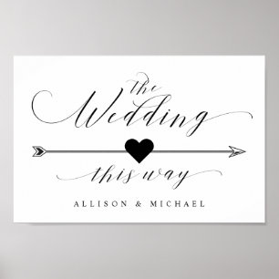 This Way Wedding Calligraphy Script Arrow Sign