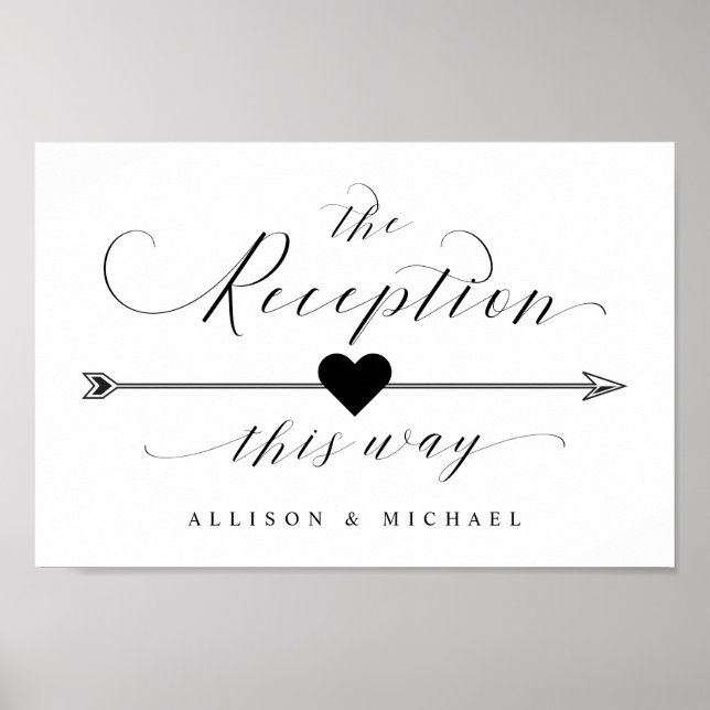 This Way Wedding Reception Script Arrow Sign (Front)