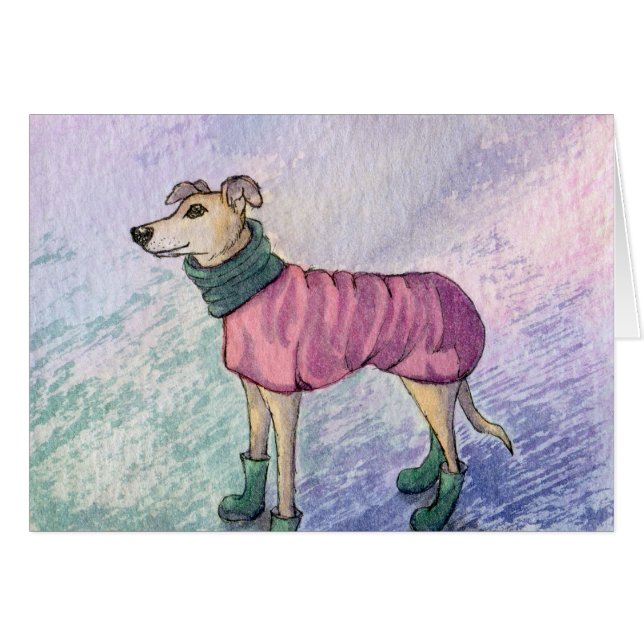 This whippet dog wants to know where her hat is... (Front Horizontal)