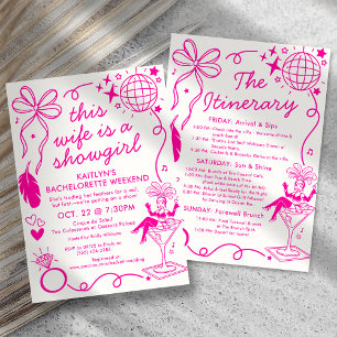 This Wife Is A Showgirl Bachelorette Itinerary Invitation