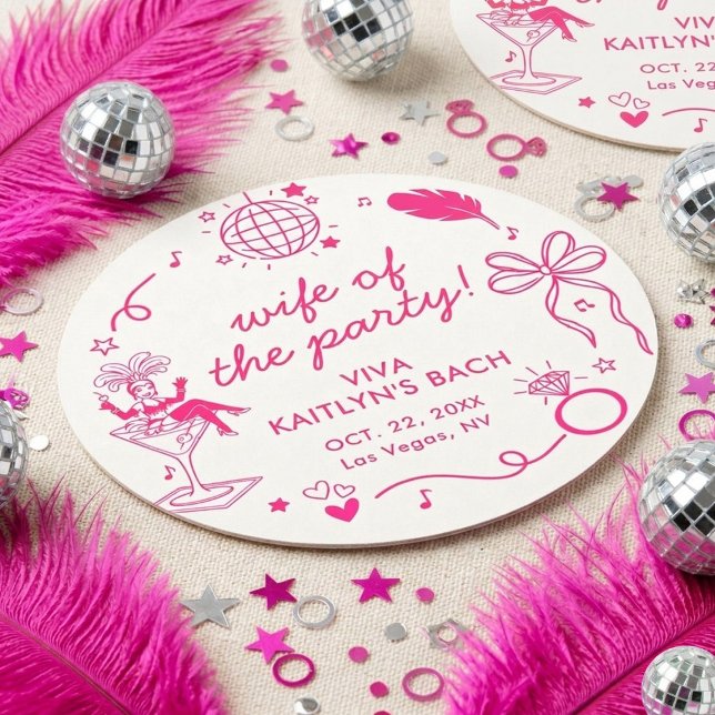 This Wife Is A Showgirl Bachelorette Party Favor Round Paper Coaster (Creator Uploaded)