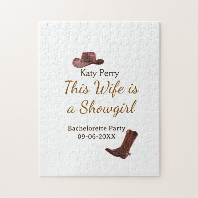 This Wife is a showgirl bachelorette party name da Jigsaw Puzzle (Vertical)