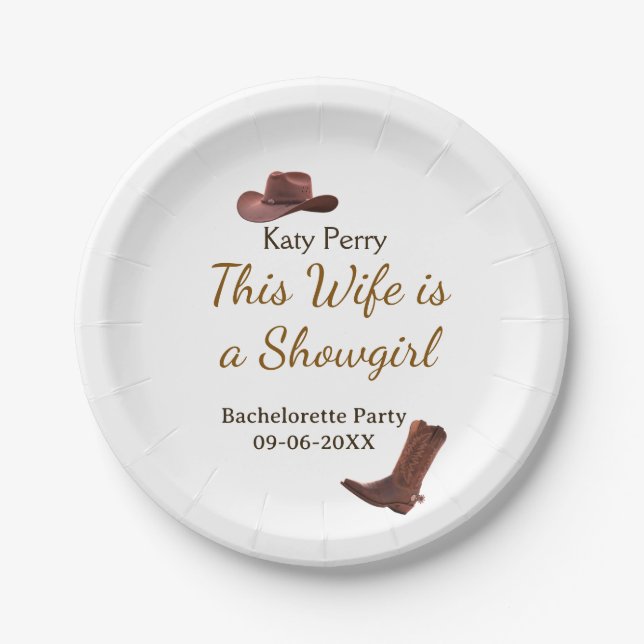 This Wife is a showgirl bachelorette party name da Paper Plate (Front)