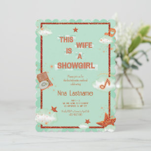 This Wife is a Showgirl Bachelorette Retro Music Invitation