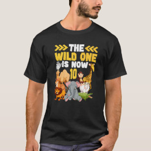 This Wild One Is Now 10 Zoo Safari 10th Birthday T-Shirt