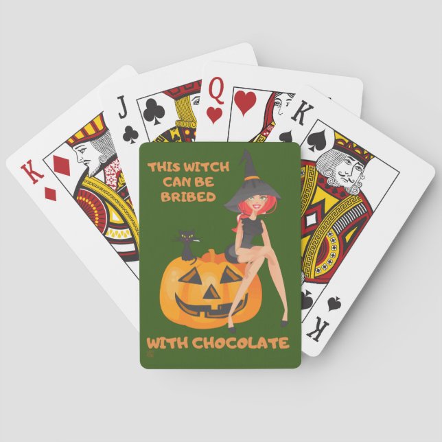 "THIS WITCH CAN BE BRIBED..." funny  Playing Cards (Back)