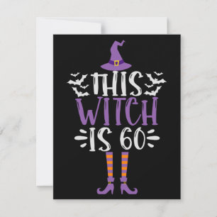 This Witch is 60th Funny Spooky Halloween Birthday Card