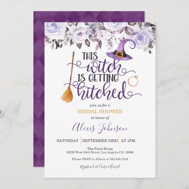 This Witch is Getting Hitched Bridal Shower Invitation (Front/Back)