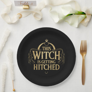 This Witch is Getting Hitched Hallo Wedding Bride Paper Plate