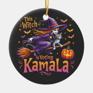 This Witch is Voting Kamala Cat Lady Harris   Ceramic Ornament