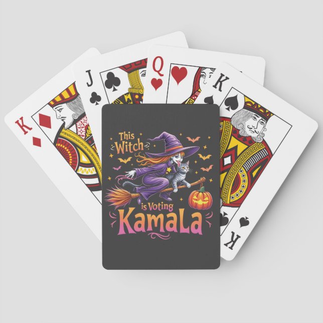 This Witch is Voting Kamala Cat Lady Harris   Playing Cards (Back)