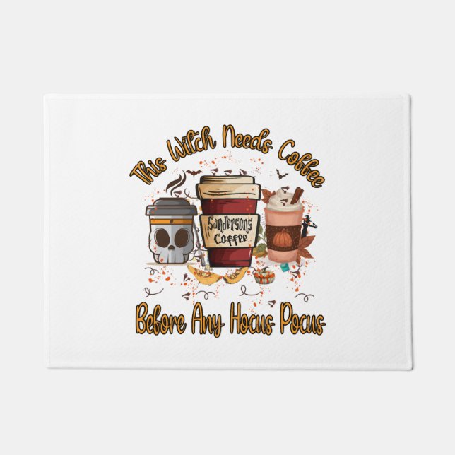 This Witch Needs Coffee, Halloween, Halloween Deco Doormat (Front)
