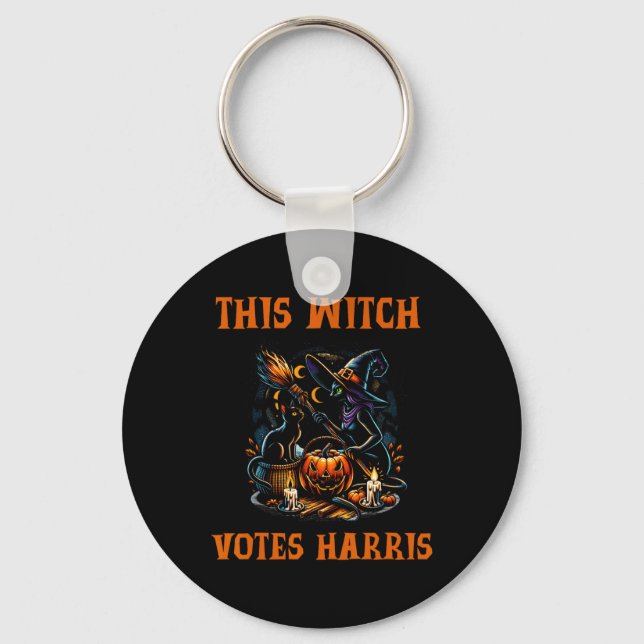 This Witch Votes Kamala Harris Halloween Spooky  Key Ring (Front)