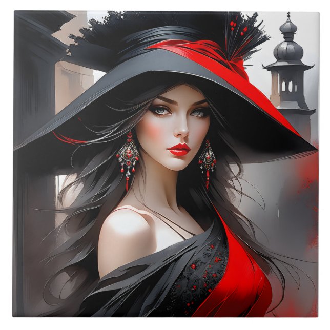 This woman has a fantastic face. She is caucasian  Ceramic Tile (Front)