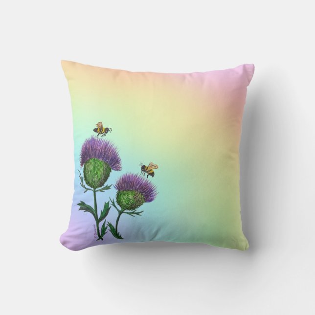 Thistle and Bees Cushion (Front)