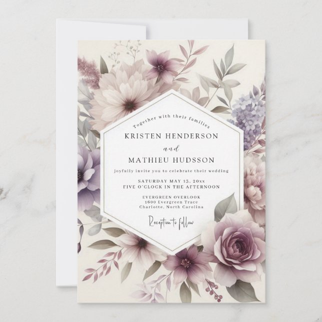 Thistle Aquarelle Flora Wedding Invitation (Front)