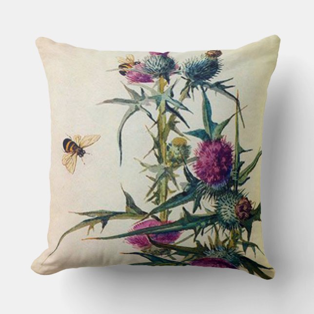 Thistle Bee Pillow (Front)