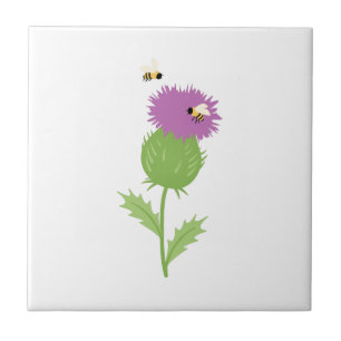 Thistle Bees Ceramic Tile