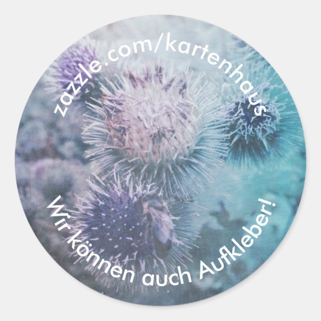 Thistle blooms classic round sticker (Front)