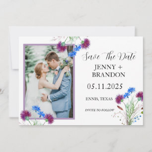 Thistle Elegant Scottish Purple Floral Photo  Save The Date