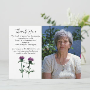 Thistle Floral Funeral Death Thank you  Invitation