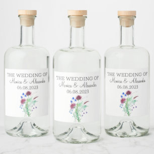 Thistle Floral Scottish Watercolor Wedding Party Liquor Bottle Label