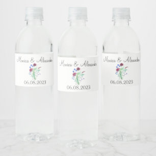 Thistle Floral Scottish Watercolor Wedding Party Water Bottle Label