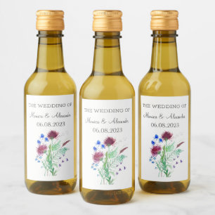Thistle Floral Scottish Watercolor Wedding Party Wine Label