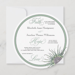 Thistle Flower Faith Hope Love Wedding Invitation