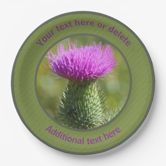 Thistle Flower Personalised Party   Paper Plate (Front)